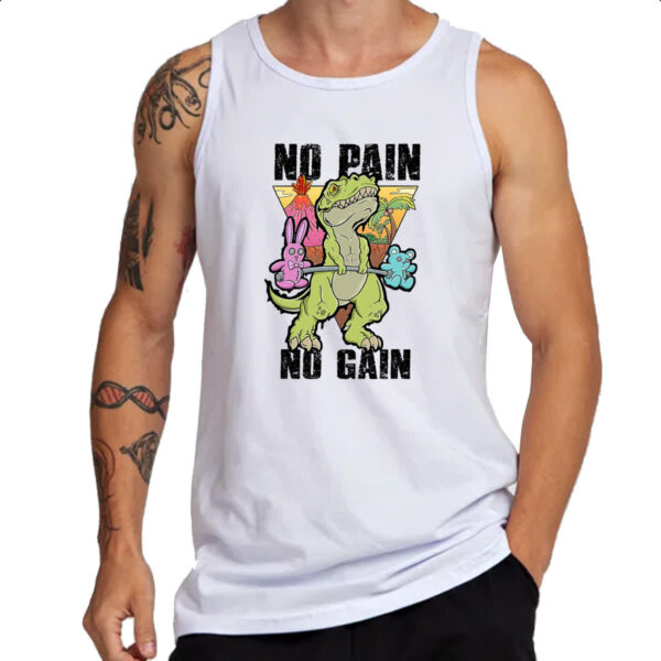 Camiseta Regata Dinossauro No Pain No Gain - Imagem 3