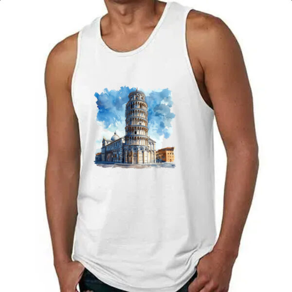 Camiseta Regata Torre de Pizza watercolor - Imagem 4