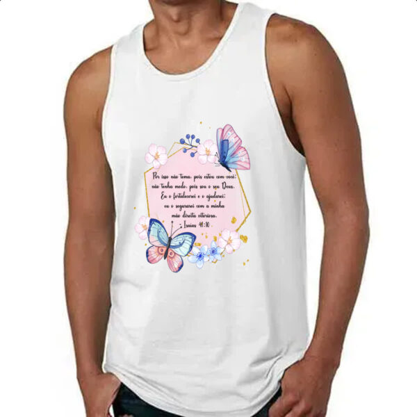 Camiseta Regata Versiculo Moldurado por isso nao tema - Imagem 4