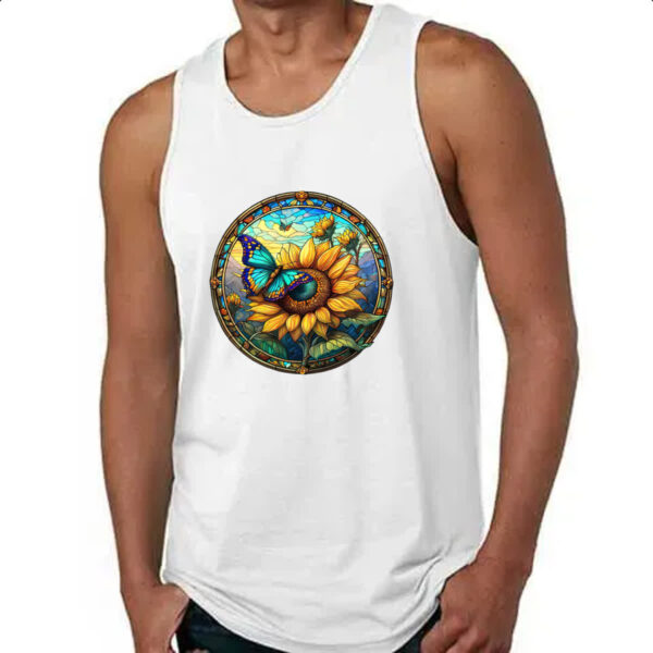 Camiseta Regata Vitral Borboleta e Girassol - Imagem 4
