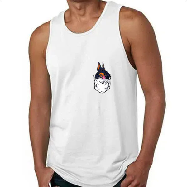 Camiseta Regata Cachorro doberman no bolso - Imagem 4
