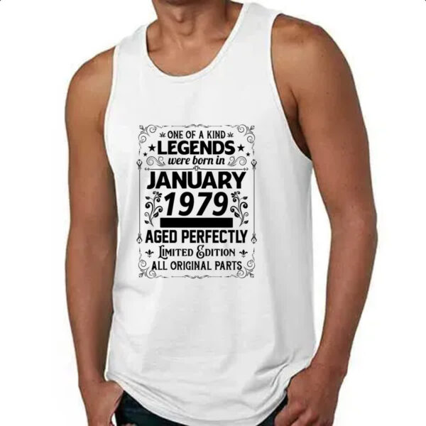 Camiseta Regata Legends Were Born JAN-1979 - Imagem 4