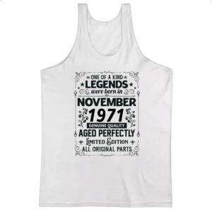 Camiseta Regata Legends Were Born NOV-1971