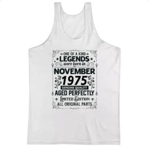 Camiseta Regata Legends Were Born NOV-1975