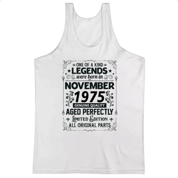 Camiseta Regata Legends Were Born NOV-1975