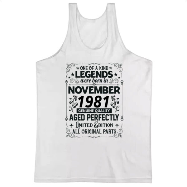 Camiseta Regata Legends Were Born NOV-1981