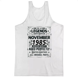 Camiseta Regata Legends Were Born NOV-1985