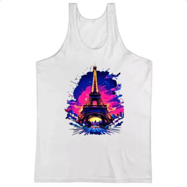 Camiseta Regata Torre Eiffel Sunset Splash