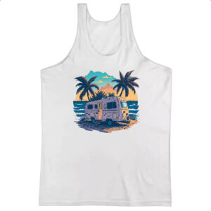 Camiseta Regata Trailer Acampamento Sunset