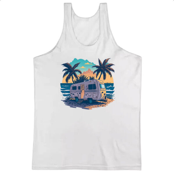 Camiseta Regata Trailer Acampamento Sunset