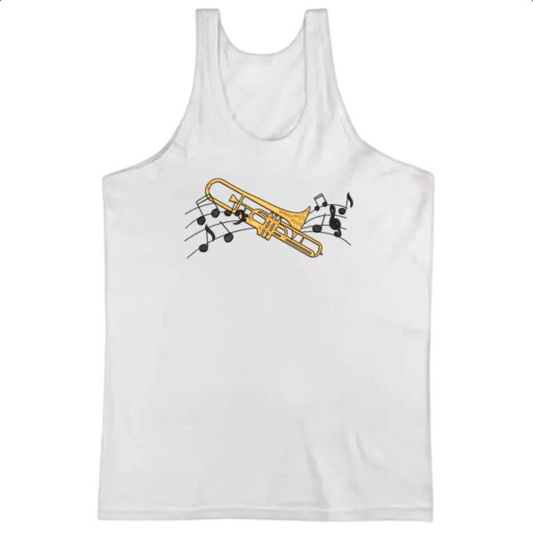 Camiseta Regata Trombone notas musicais