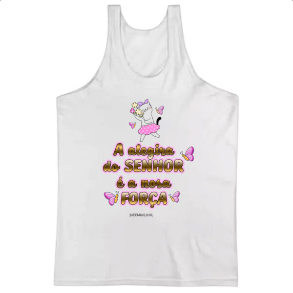 Camiseta Regata Versiculo Fofinho Alegria do senhor