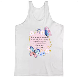 Camiseta Regata Versiculo Moldurado por isso nao tema