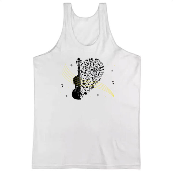 Camiseta Regata Violino Silhueta Elementos Musicais