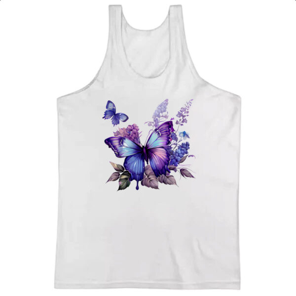 Camiseta Regata Borboleta lilas flores