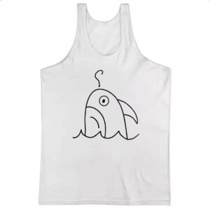 Camiseta Regata Tubarao indeciso desenho infantil