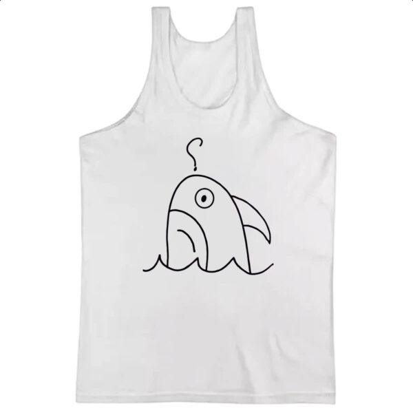 Camiseta Regata Tubarao indeciso desenho infantil