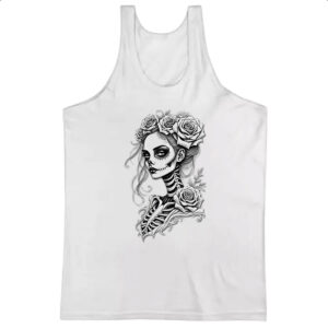 Camiseta Regata Catrina rosas grafite
