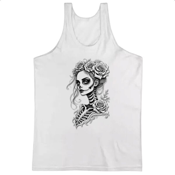 Camiseta Regata Catrina rosas grafite