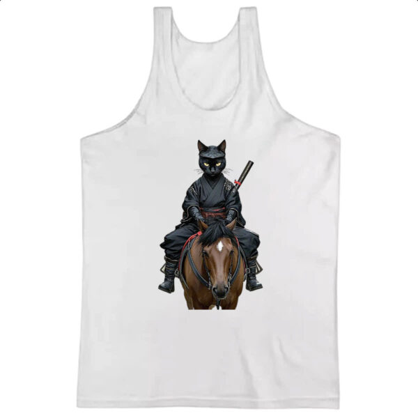 Camiseta Regata Gato preto samurai