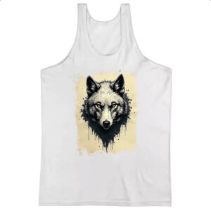 Camiseta Regata Lobo face pintura em papiro