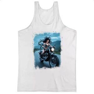 Camiseta Regata Medusa andando de moto