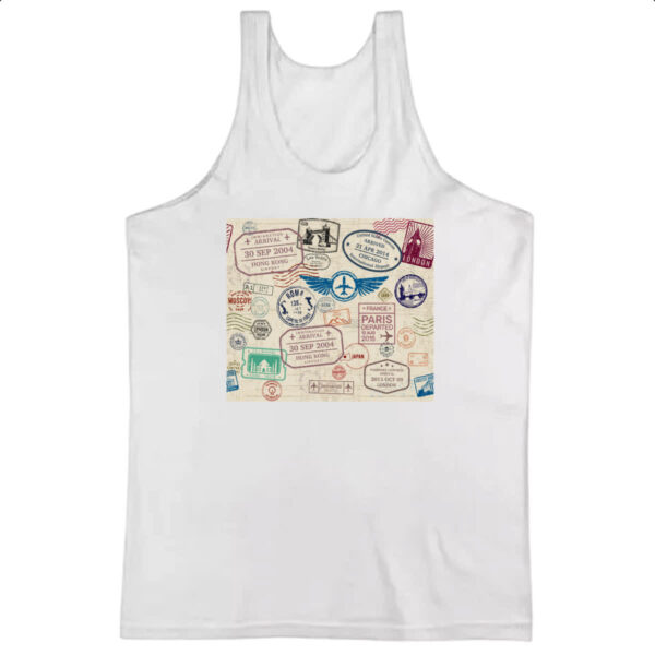 Camiseta Regata Viagem passaport stamp