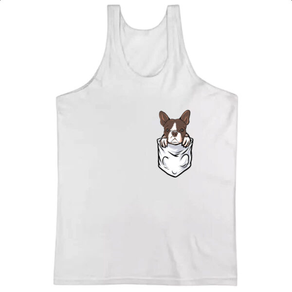 Camiseta Regata Cachorro Bulldog no bolso