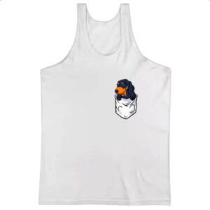 Camiseta Regata Cachorro Dachshund no bolso