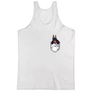 Camiseta Regata Cachorro doberman no bolso
