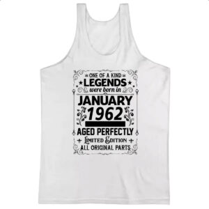 Camiseta Regata Legends Were Born JAN-1962