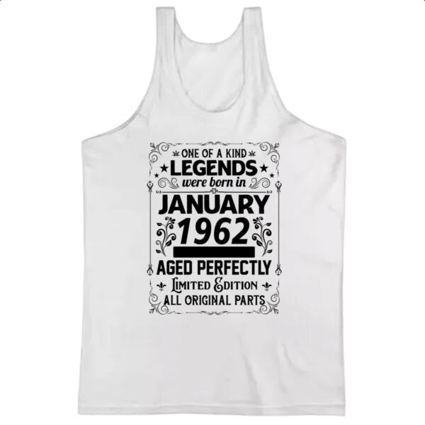 Camiseta Regata Legends Were Born JAN-1962
