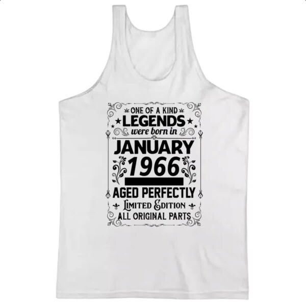Camiseta Regata Legends Were Born JAN-1966