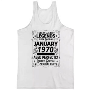 Camiseta Regata Legends Were Born JAN-1970
