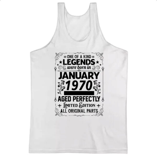 Camiseta Regata Legends Were Born JAN-1970