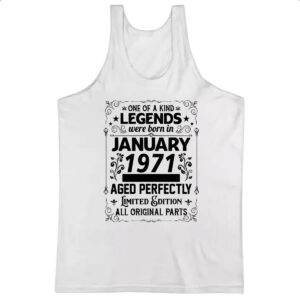 Camiseta Regata Legends Were Born JAN-1971
