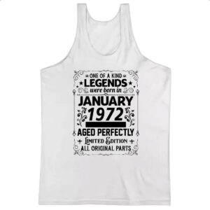 Camiseta Regata Legends Were Born JAN-1972