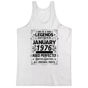 Camiseta Regata Legends Were Born JAN-1976