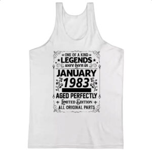 Camiseta Regata Legends Were Born JAN-1983