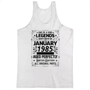 Camiseta Regata Legends Were Born JAN-1985