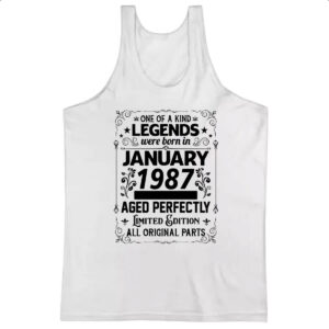 Camiseta Regata Legends Were Born JAN-1987