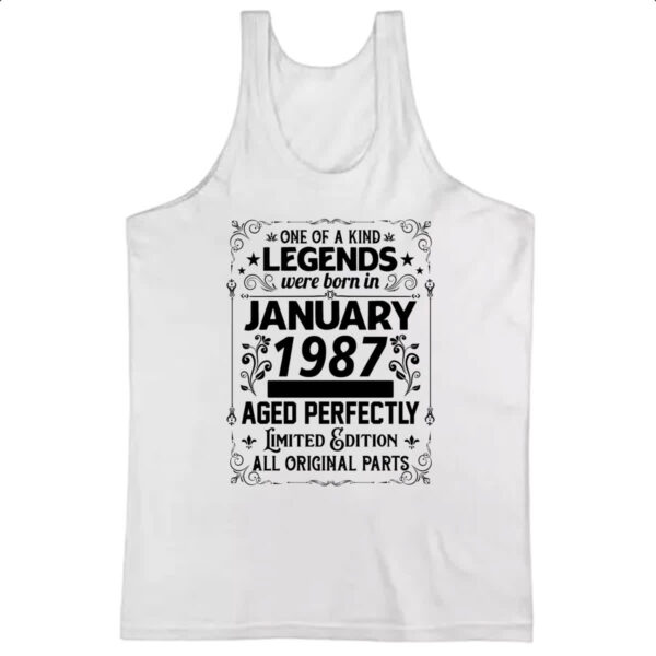 Camiseta Regata Legends Were Born JAN-1987