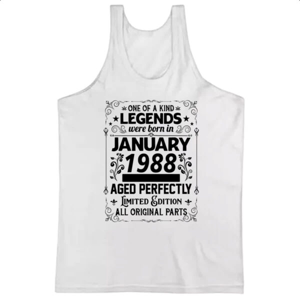 Camiseta Regata Legends Were Born JAN-1988