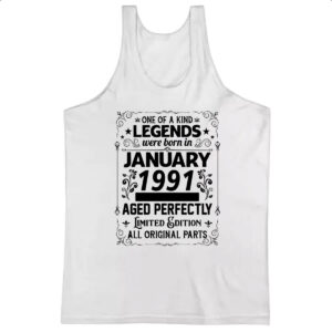 Camiseta Regata Legends Were Born JAN-1991