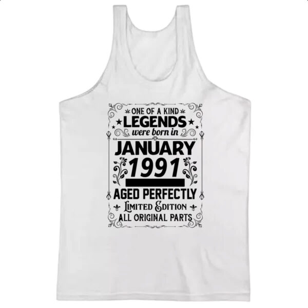 Camiseta Regata Legends Were Born JAN-1991