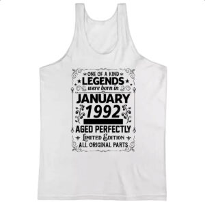 Camiseta Regata Legends Were Born JAN-1992