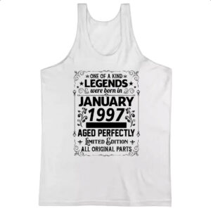 Camiseta Regata Legends Were Born JAN-1997