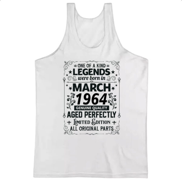 Camiseta Regata Legends Were Born MAR-1964
