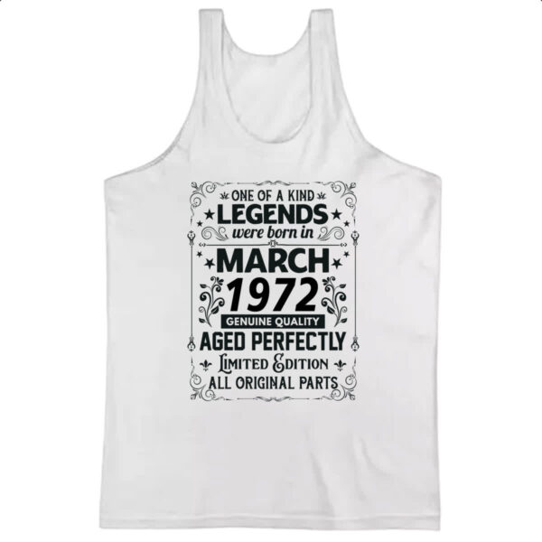 Camiseta Regata Legends Were Born MAR-1972