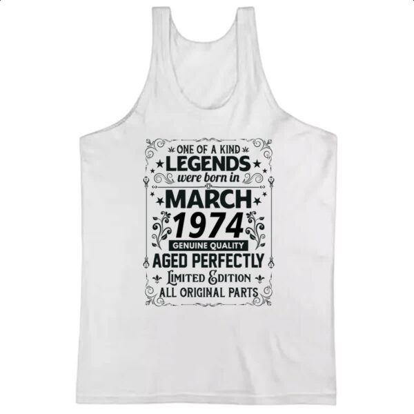 Camiseta Regata Legends Were Born MAR-1974